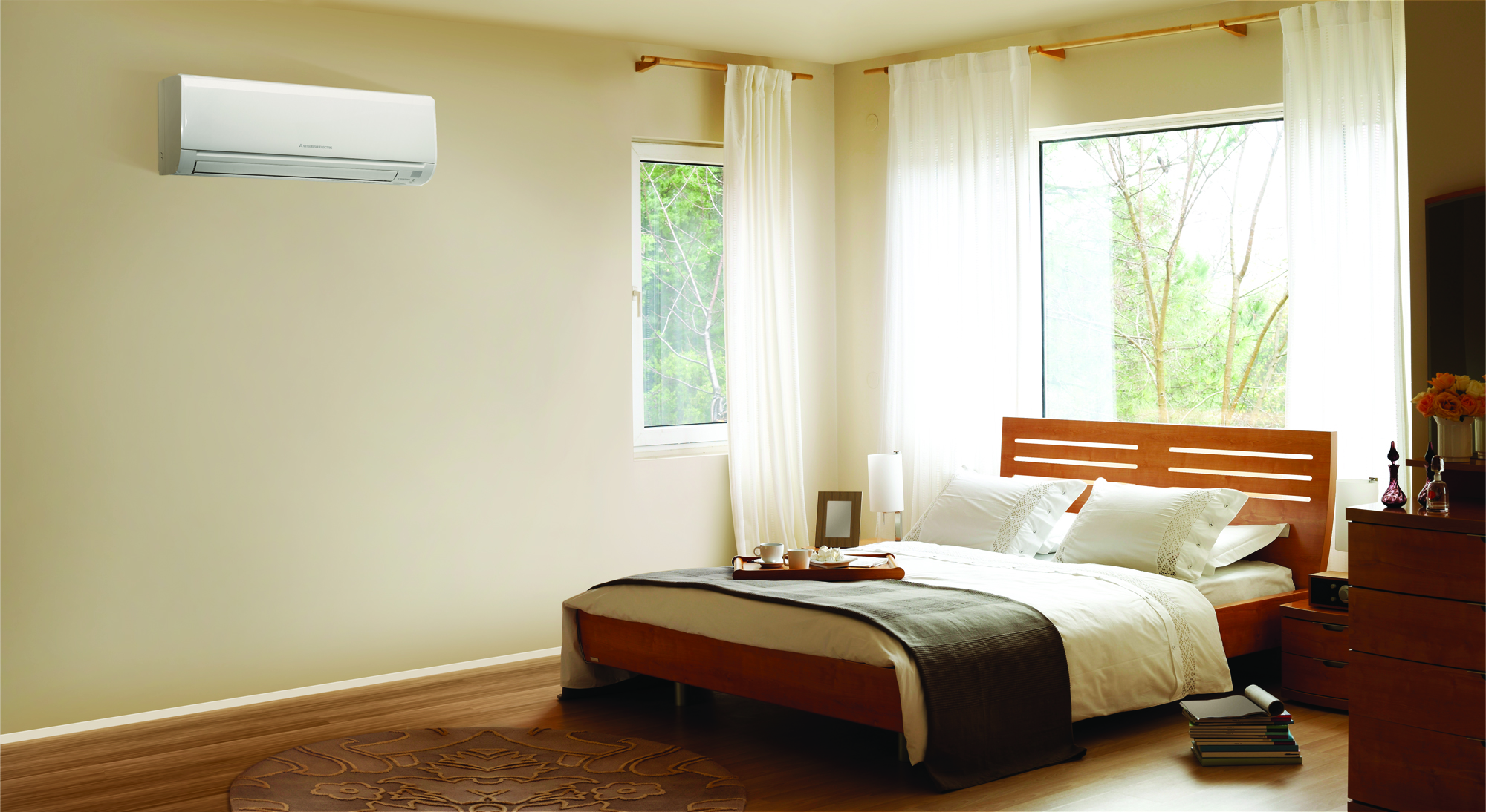 Mitsubishi heat pump in bedroom