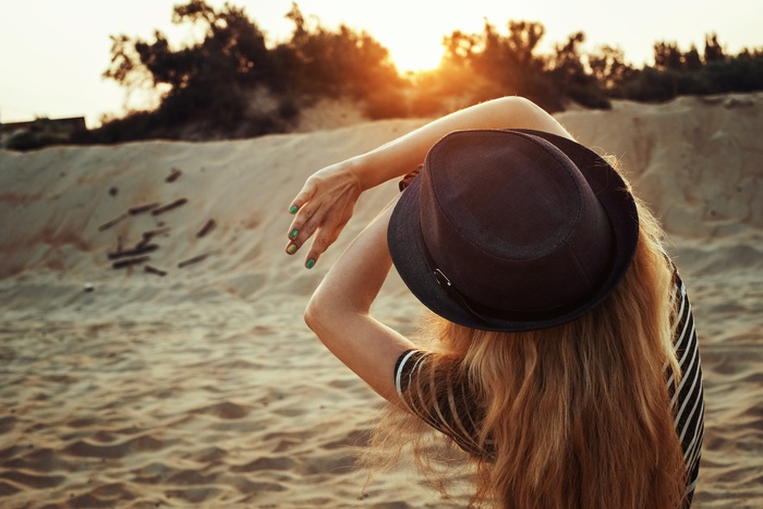 Girl on beach in summer