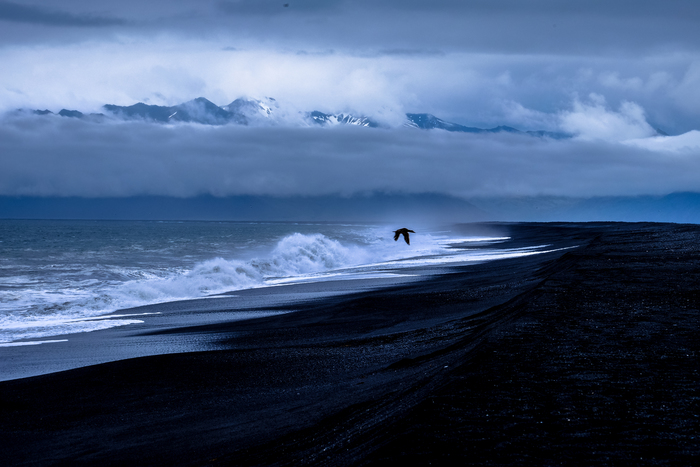 New Zealand beach during storm